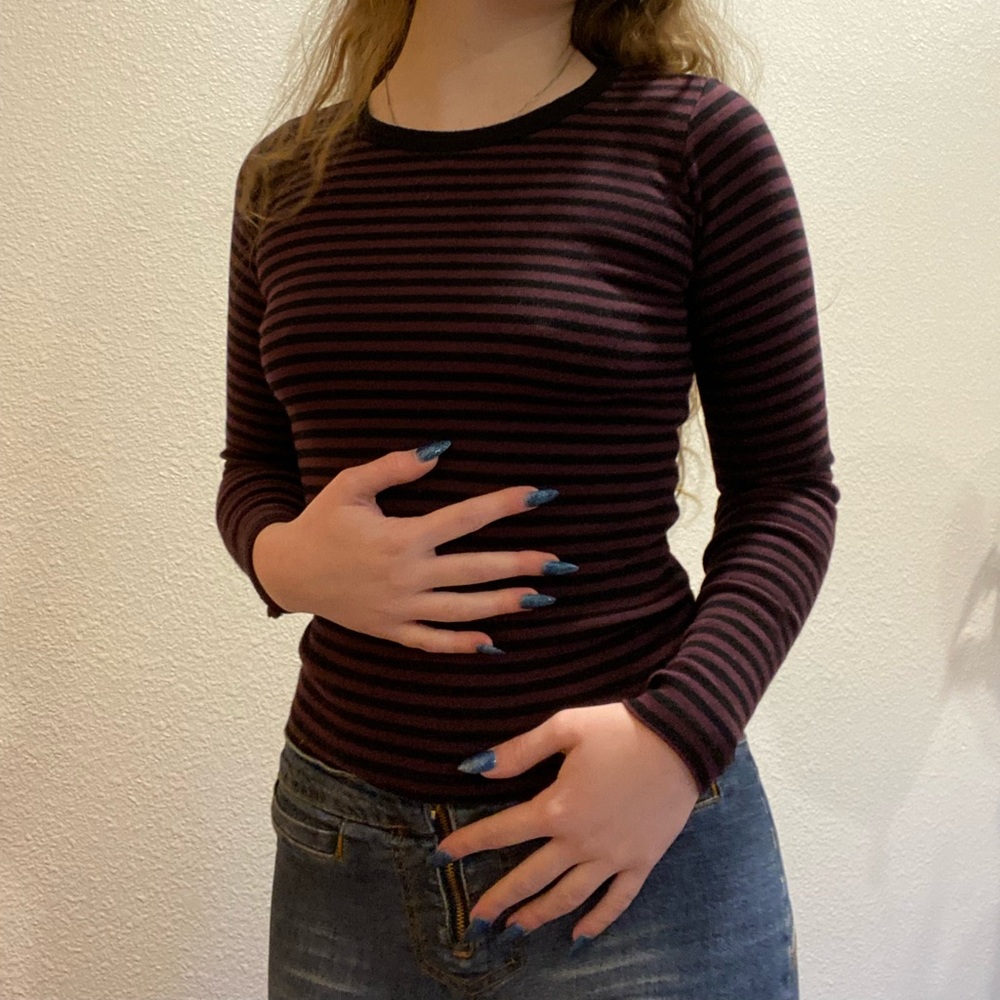 black and dark purple long sleeved tee